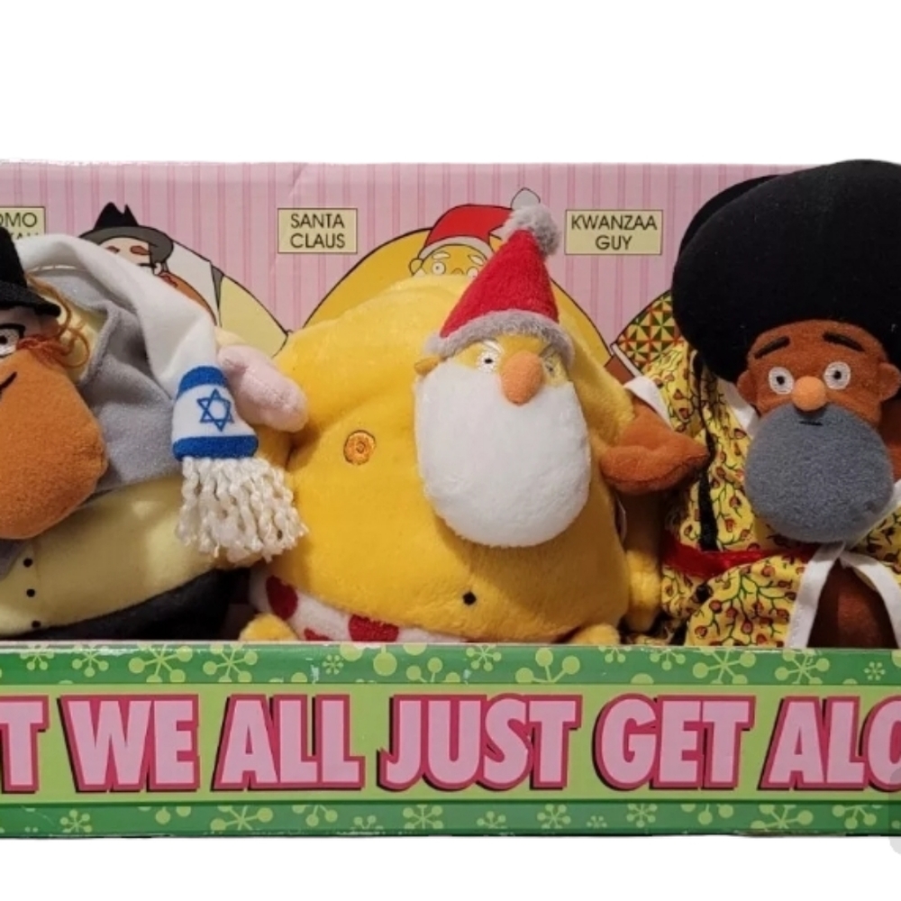 2002 Jib Jab Can't We All Just Get Along Schlomo Hanukkah Santa Claus Kwanza Guy